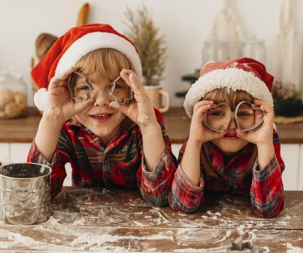 kids playing with cute cookies form